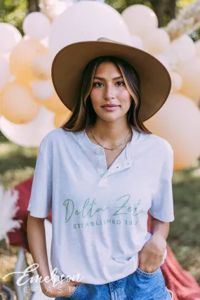 Delta Zeta White Triblend Henley