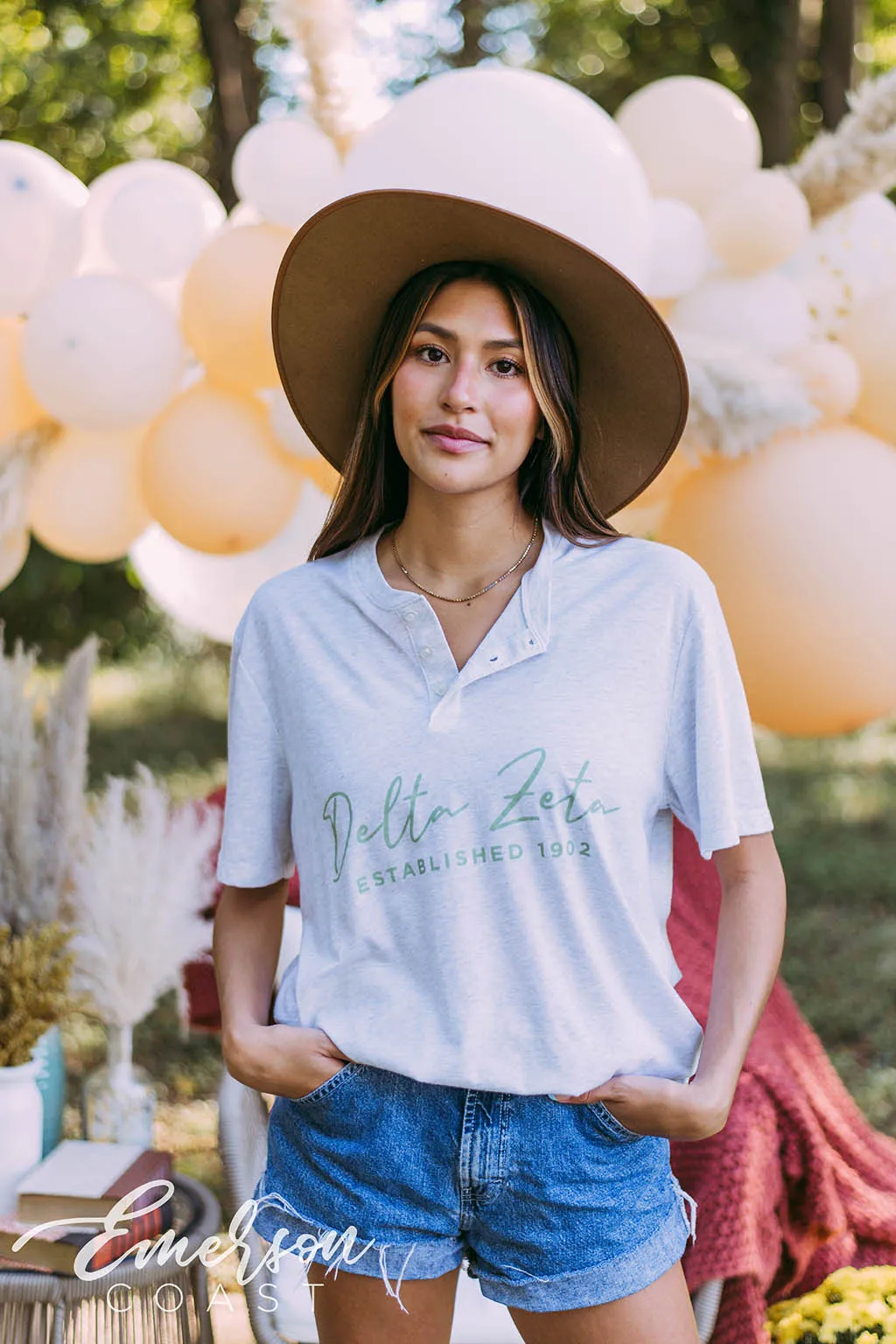 Delta Zeta White Triblend Henley