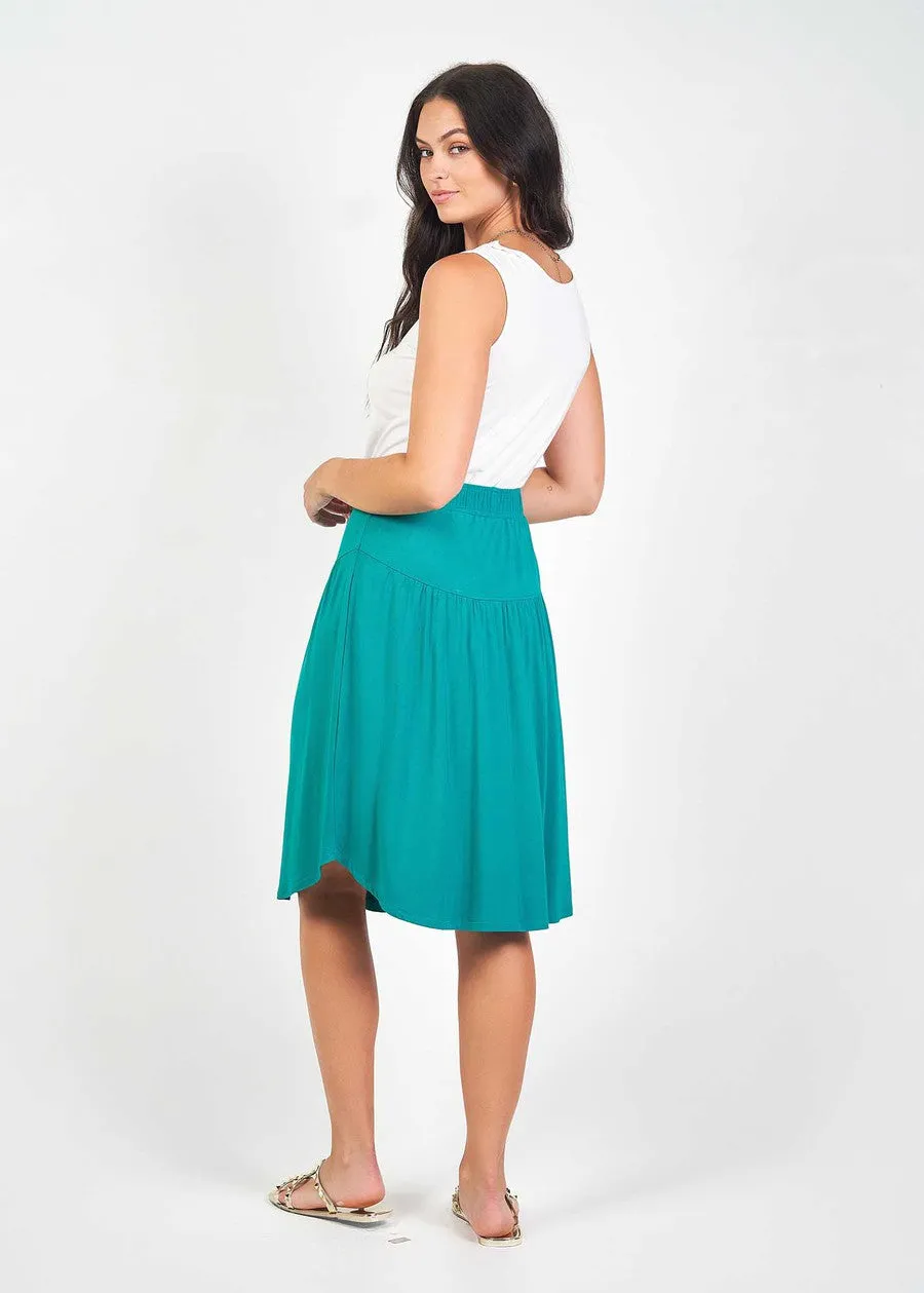 Dionne Bamboo Midi Skirt - Emerald Green