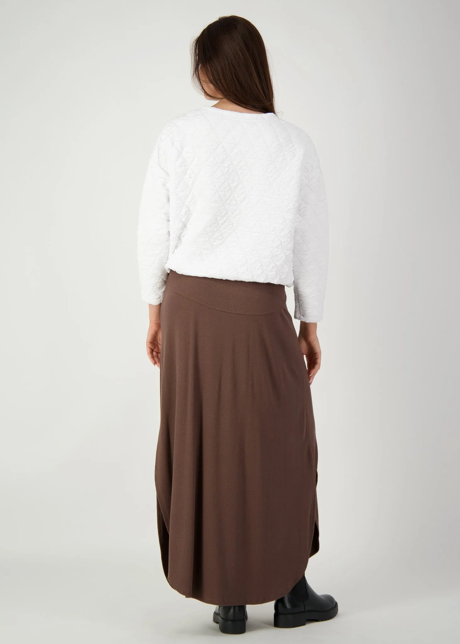 Dionne Ribbed Bamboo Maxi Skirt - Chocolate