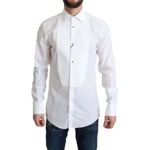 Dolce & Gabbana Elegant White Cotton Bib Dress Shirt