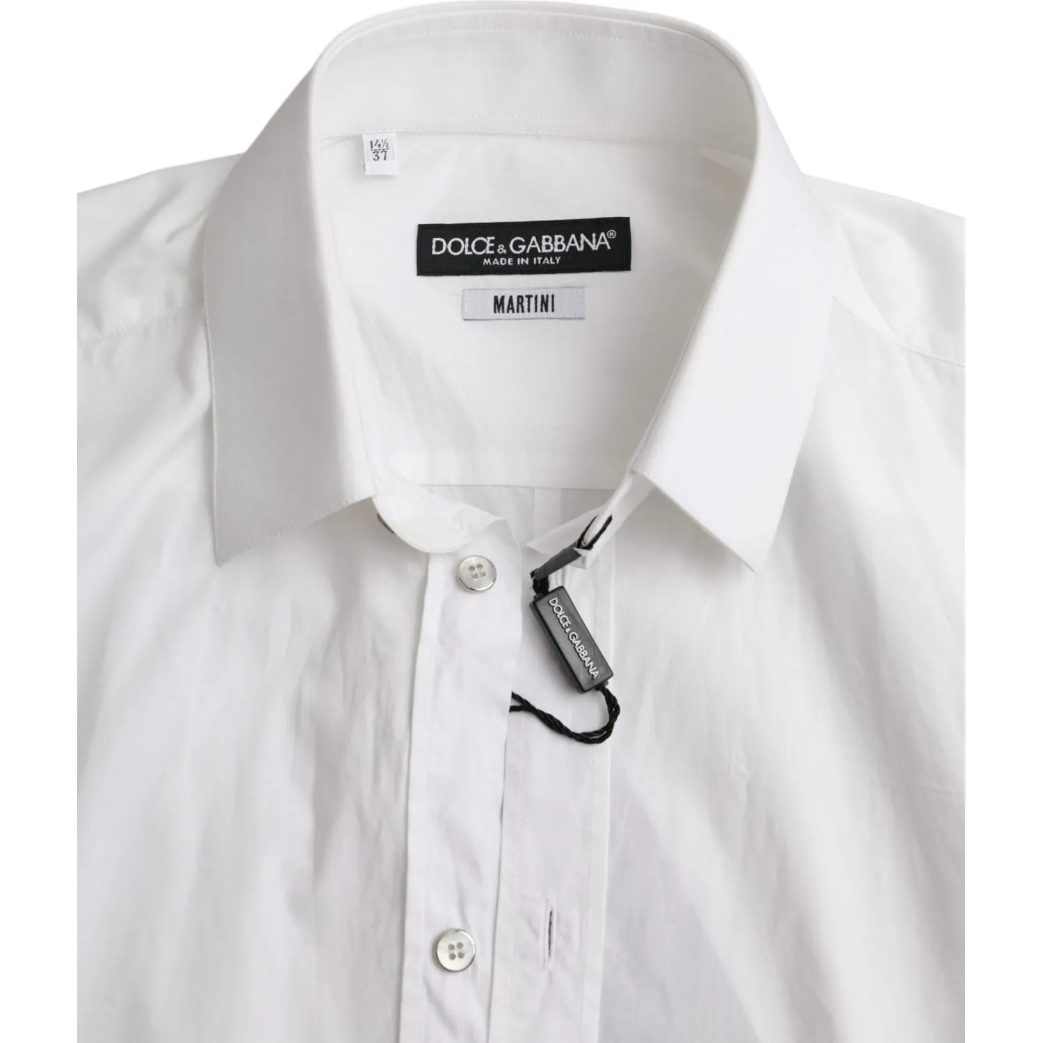 Dolce & Gabbana White Cotton Long Sleeve Dress MARTINI Shirt