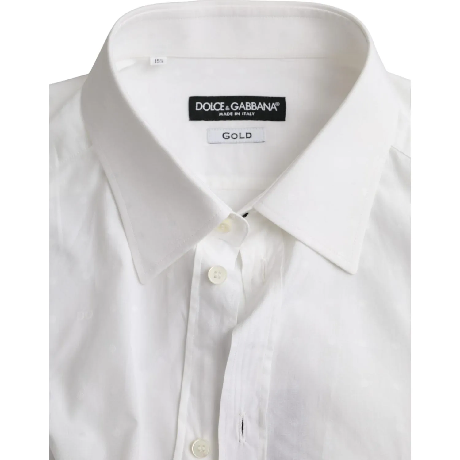 Dolce & Gabbana White Logo Cotton Men Dress GOLD Shirt