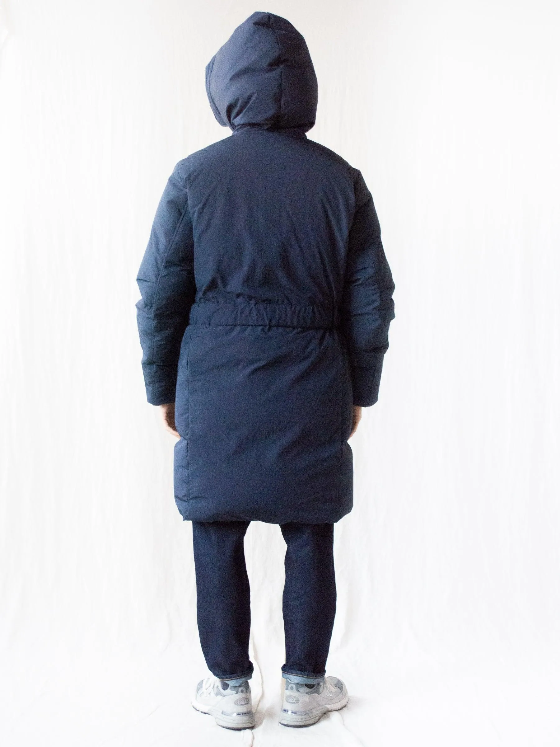 Down Robe Hooded Coat - Navy