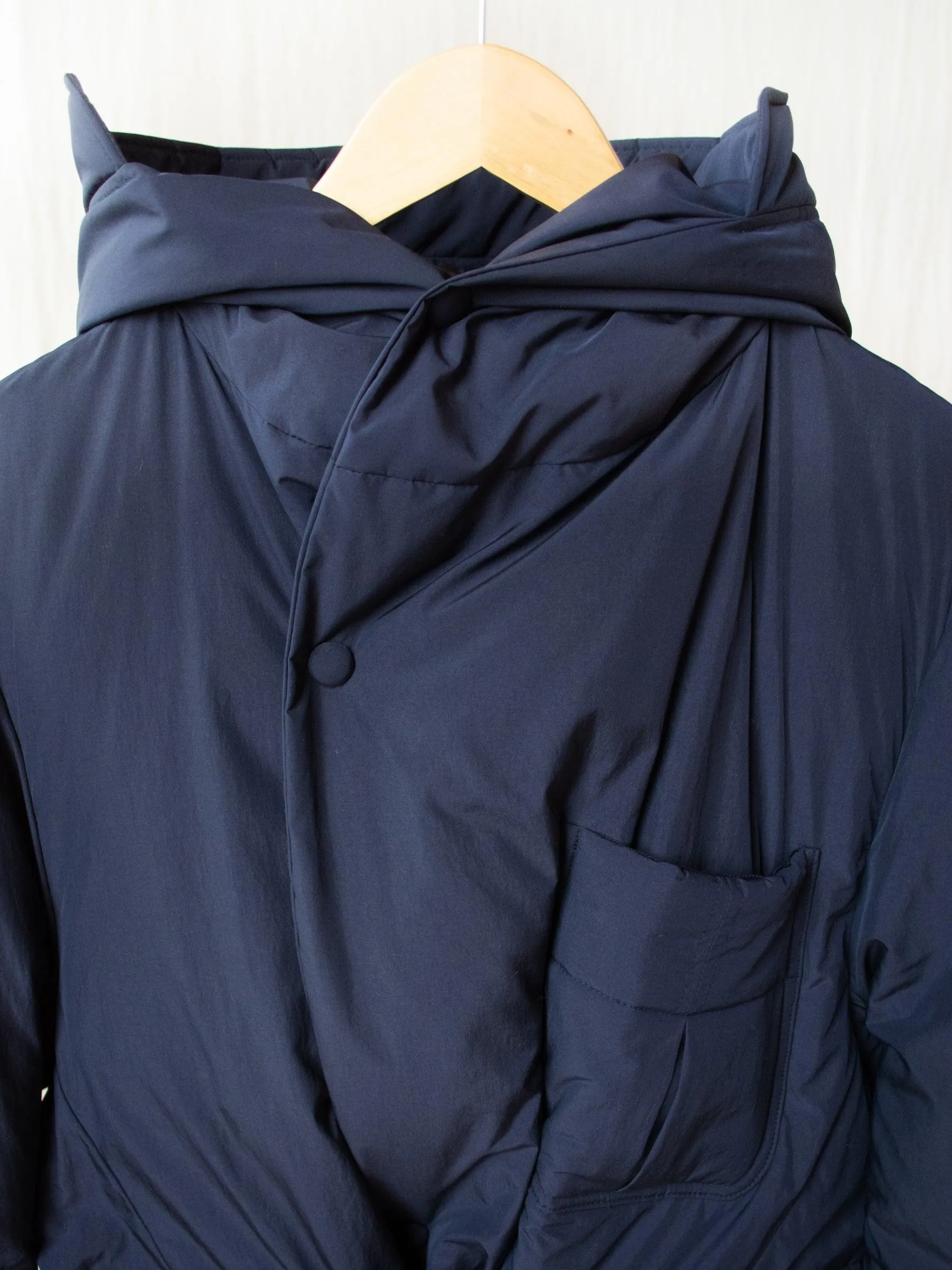 Down Robe Hooded Coat - Navy