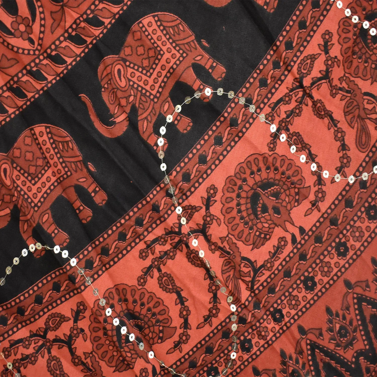 Elephant Pattern Red Long Cotton Skirt