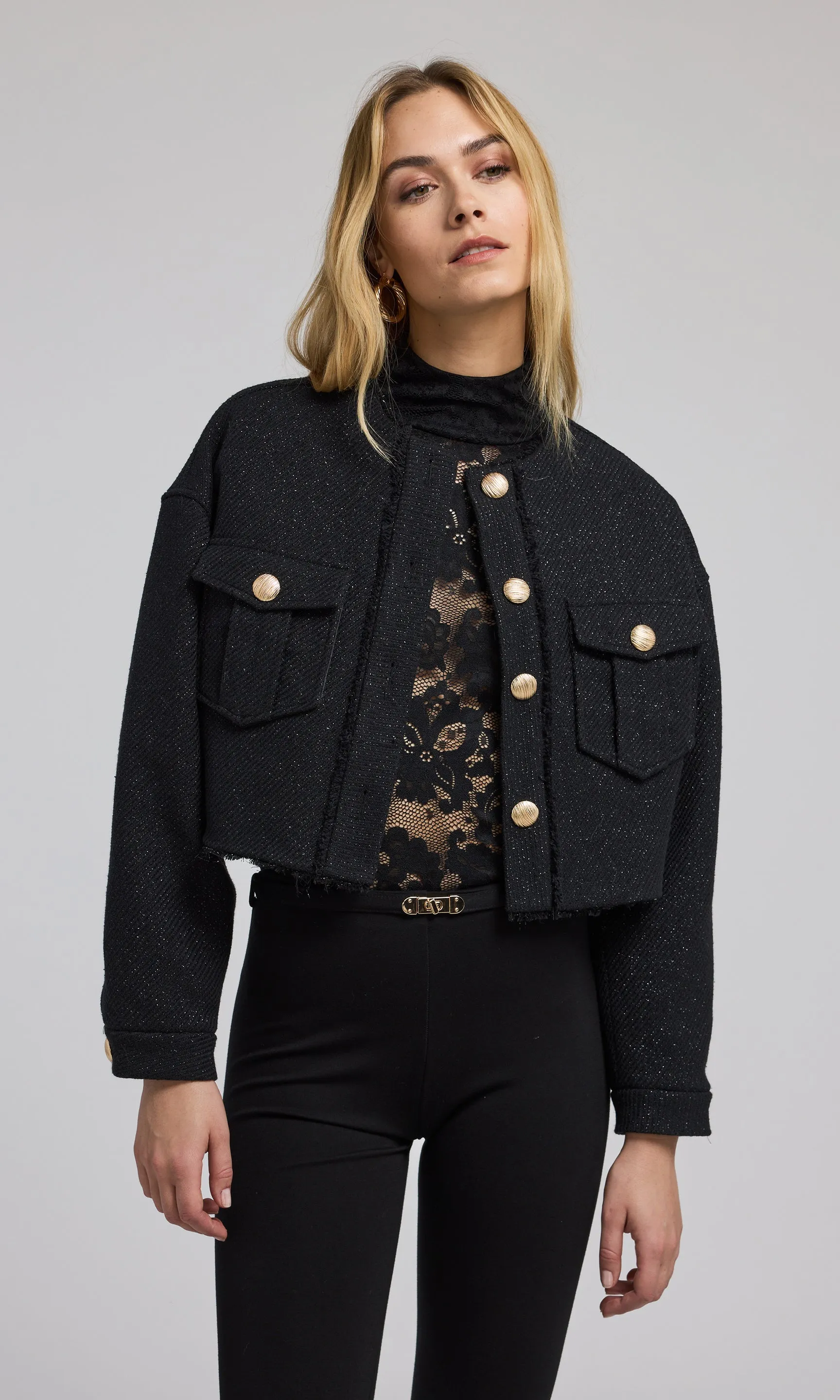 Emille Tweed Bomber Jacket