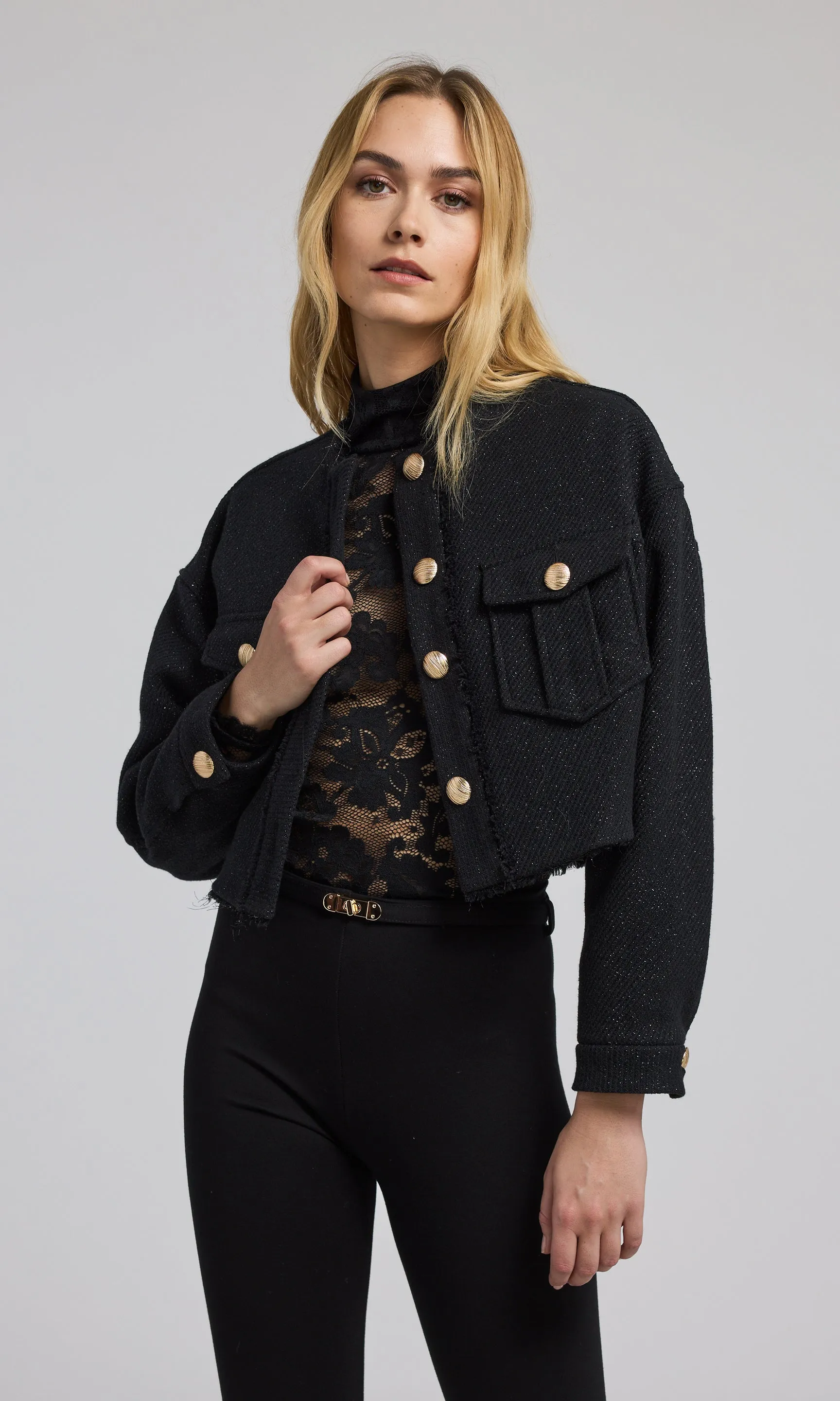 Emille Tweed Bomber Jacket