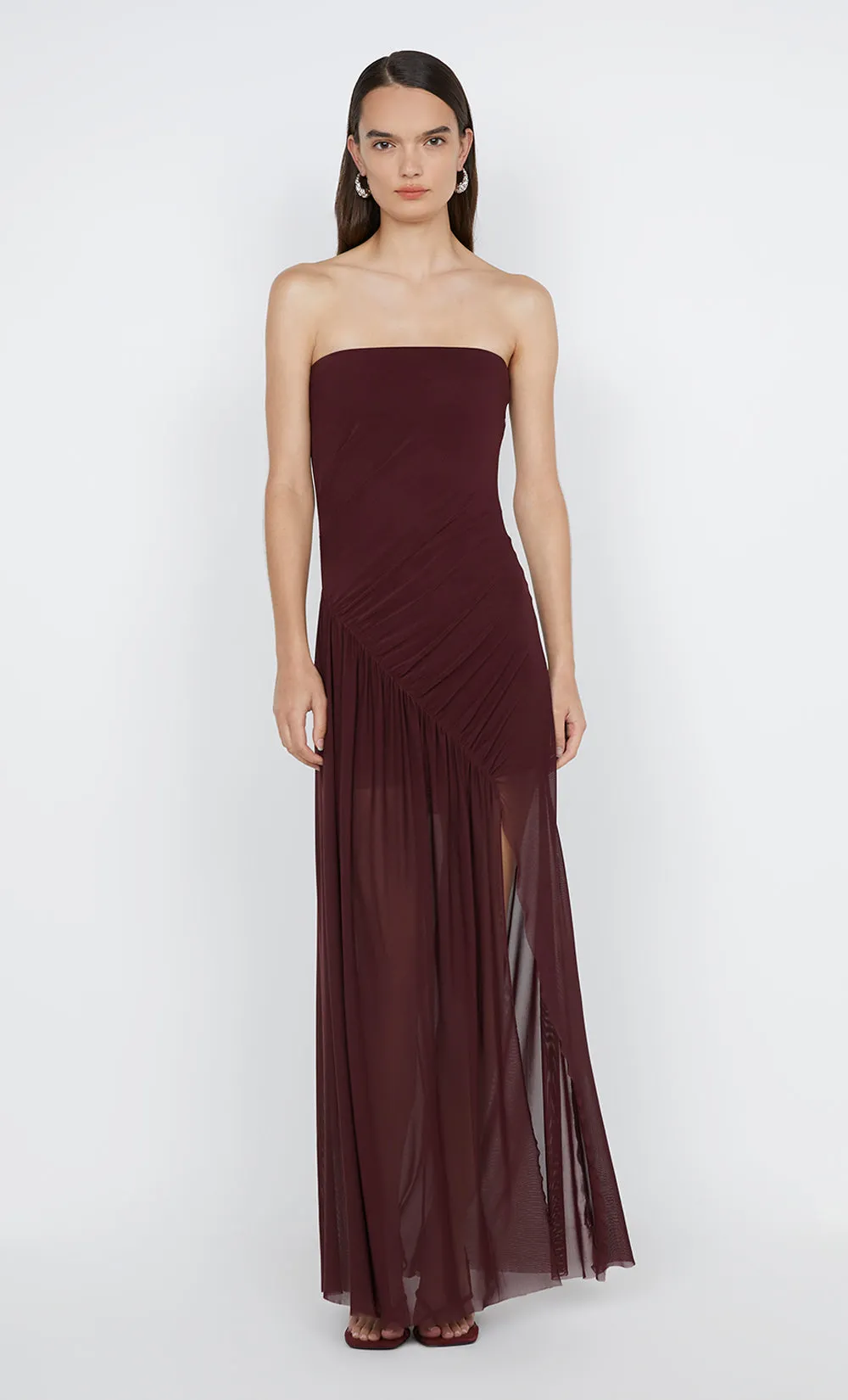 ESSIE STRAPLESS DRESS - DEEP PLUM