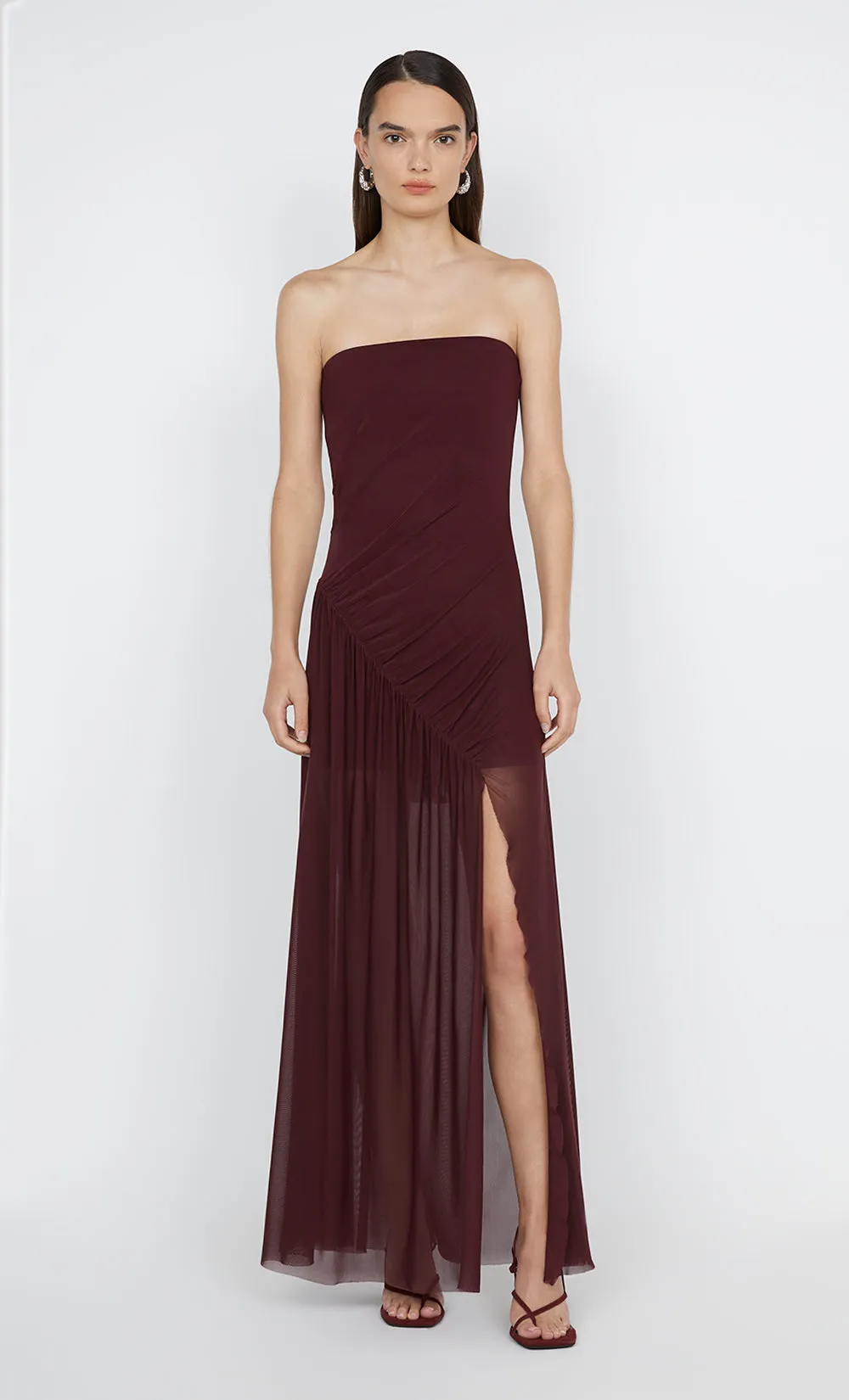 ESSIE STRAPLESS DRESS - DEEP PLUM