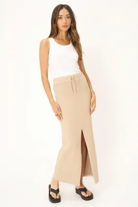 Eternal Front Slit Maxi Skirt - Oyster Beige