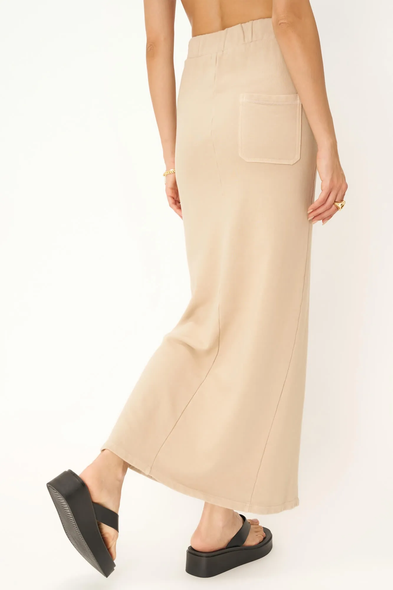 Eternal Front Slit Maxi Skirt - Oyster Beige