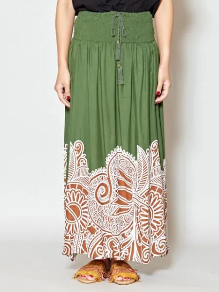 Ethnic Flower Print Long Skirt