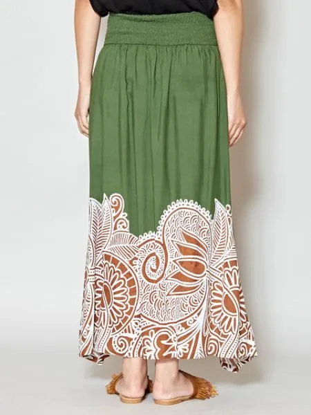 Ethnic Flower Print Long Skirt