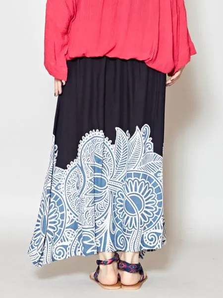 Ethnic Flower Print Long Skirt