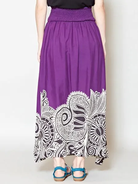 Ethnic Flower Print Long Skirt