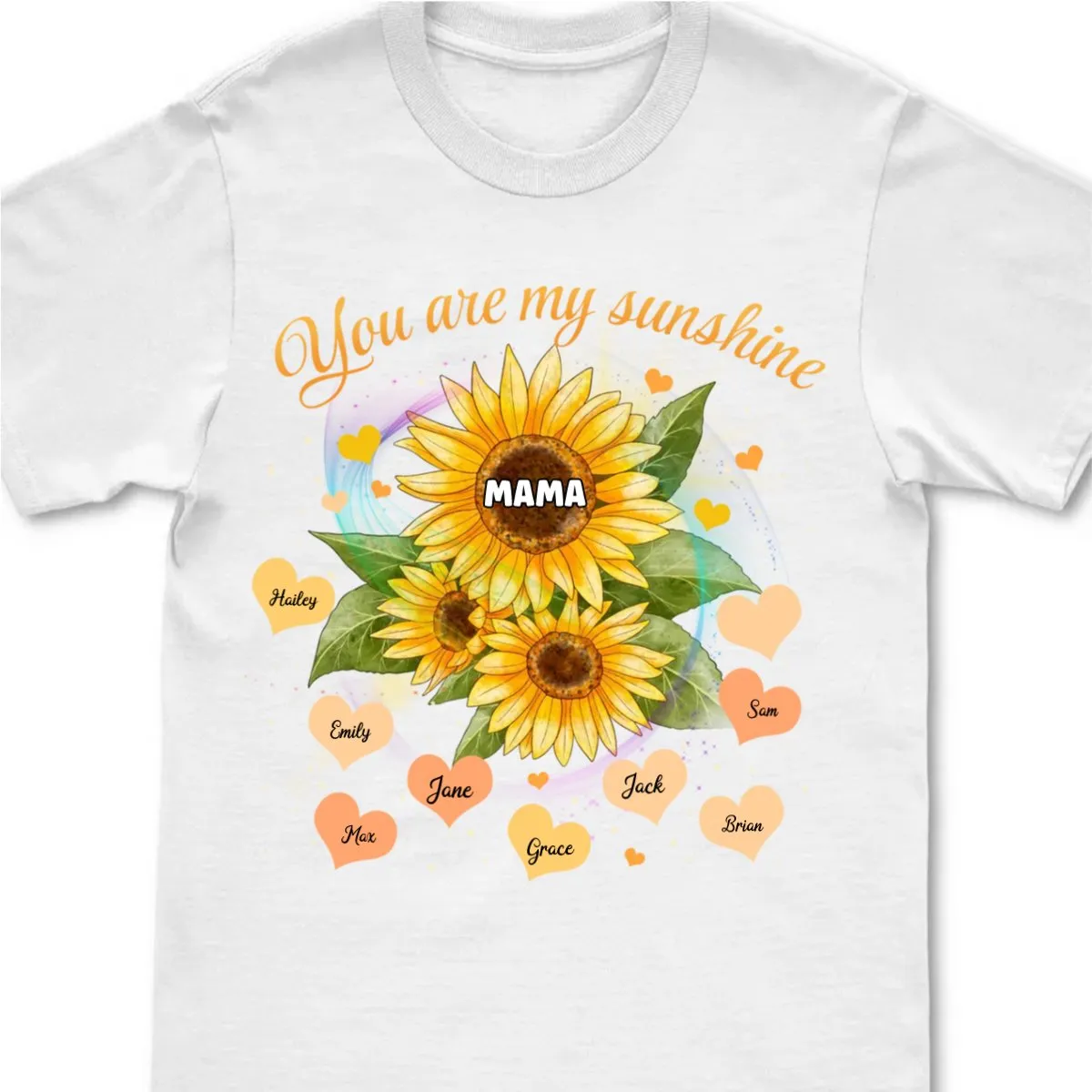 Family - Grandma Sunflower You Are My Sunshine - Personalized Unisex T-shirt