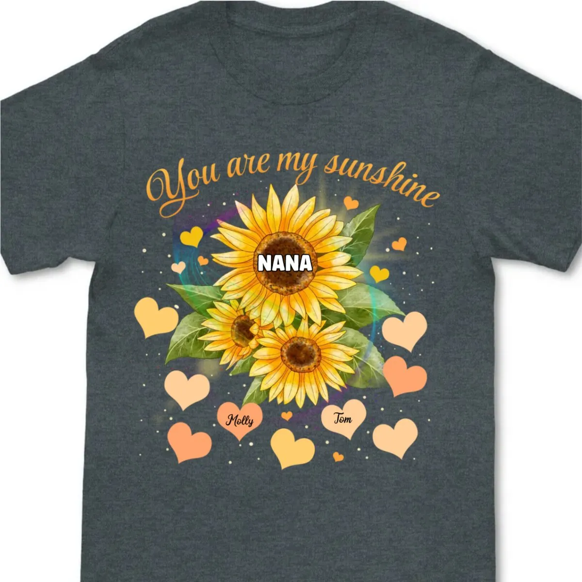 Family - Grandma Sunflower You Are My Sunshine - Personalized Unisex T-shirt