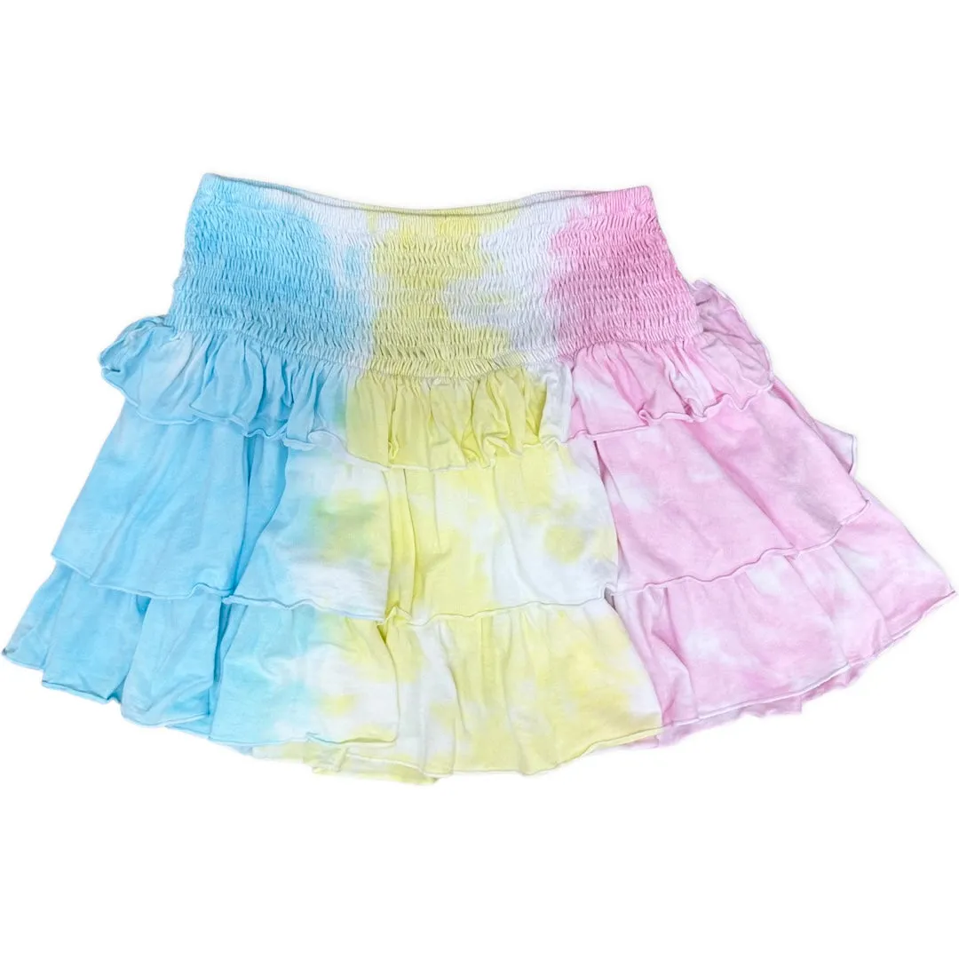 FBZ Global Love Pastel Tie Dye Layered Skirt