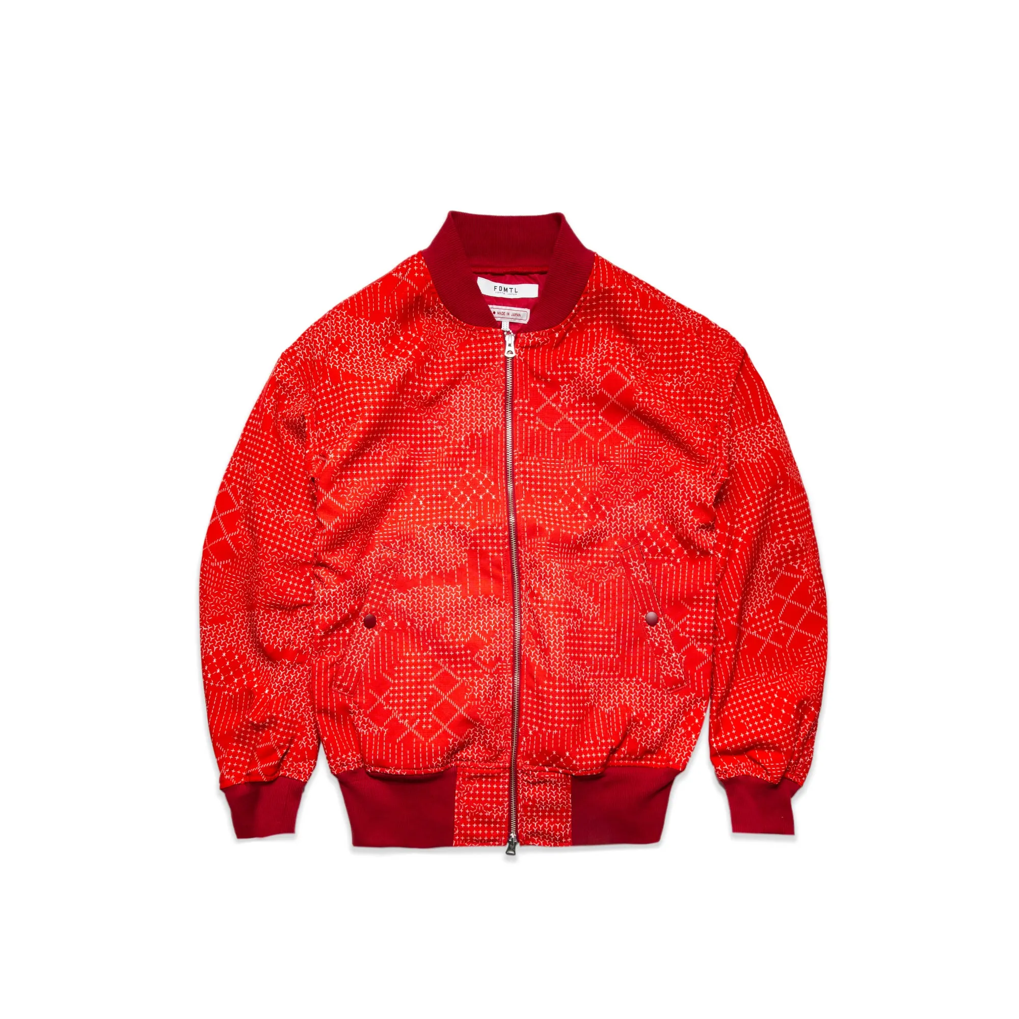 FDMTL Mens Sashiko Camo Bomber Red Jacket