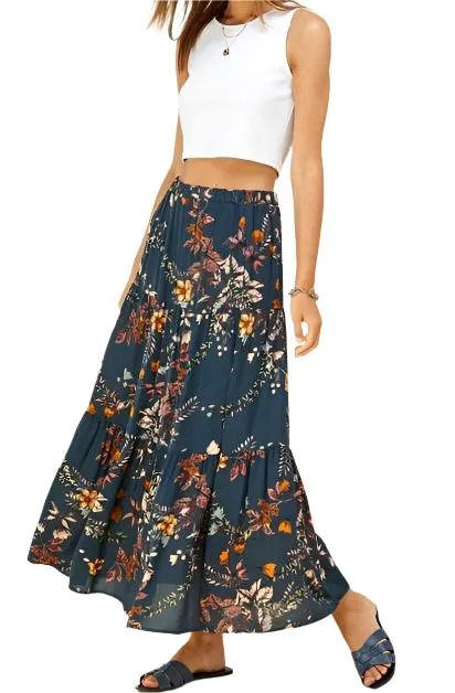 Floral Layered Maxi Skirt - Made in USA