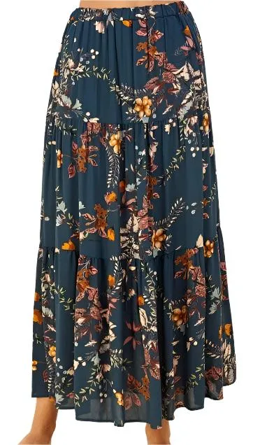 Floral Layered Maxi Skirt - Made in USA