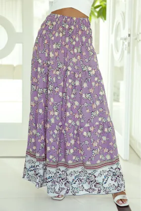 Floral Shirred Waist Maxi Skirt