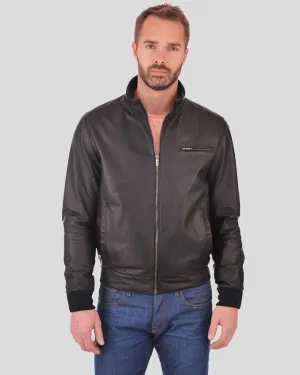 Flynn Black Bomber Leather Jacket