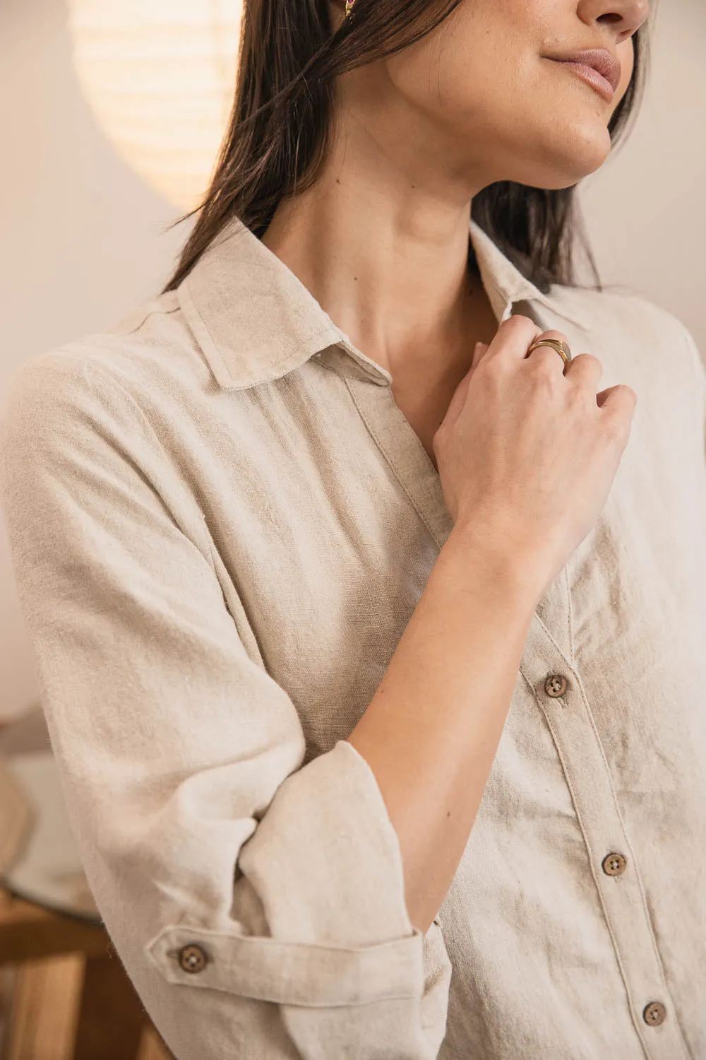 Fundamental Linen Shirt Dress - Natural