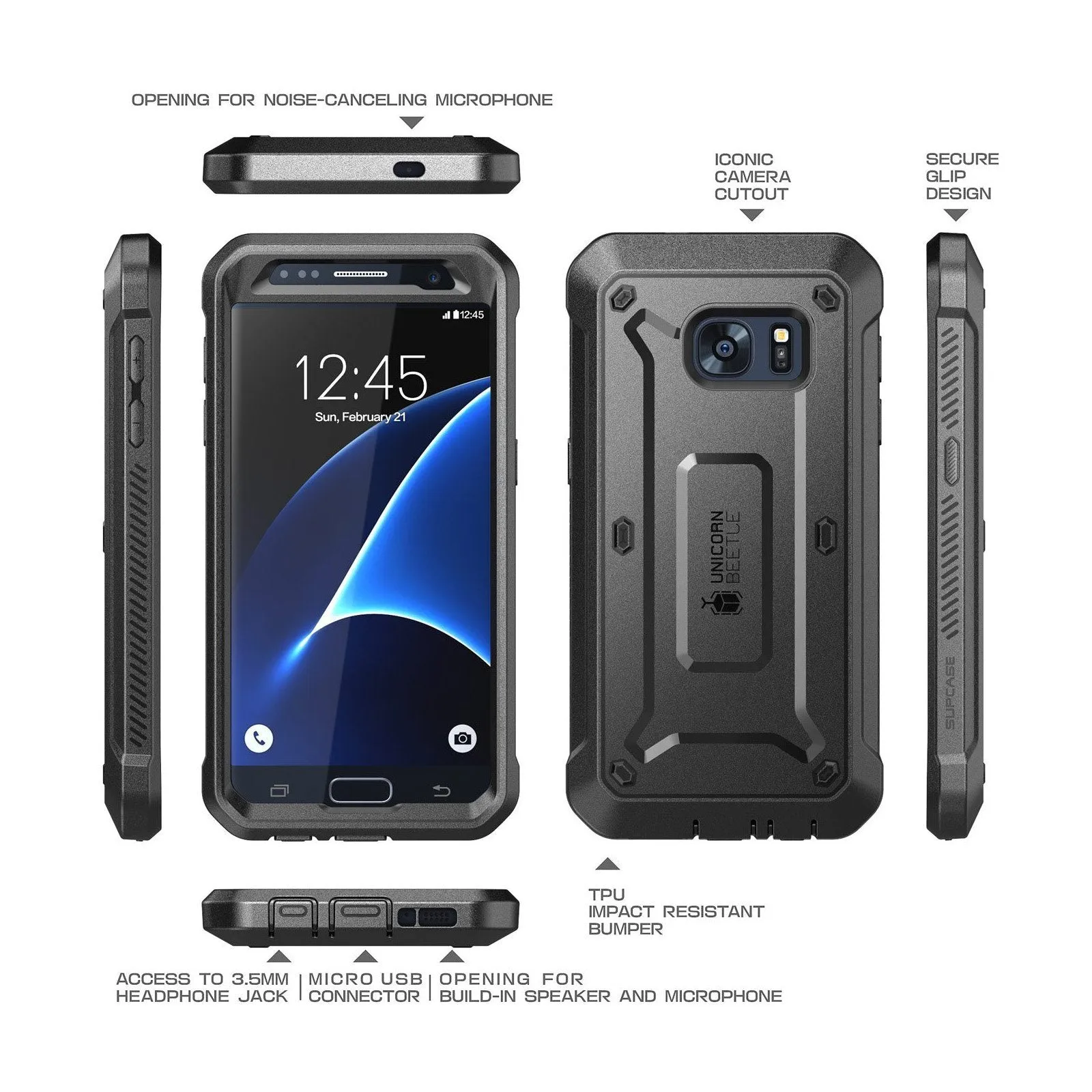 Galaxy S7 Unicorn Beetle Pro Full Body Rugged Holster Case-Black