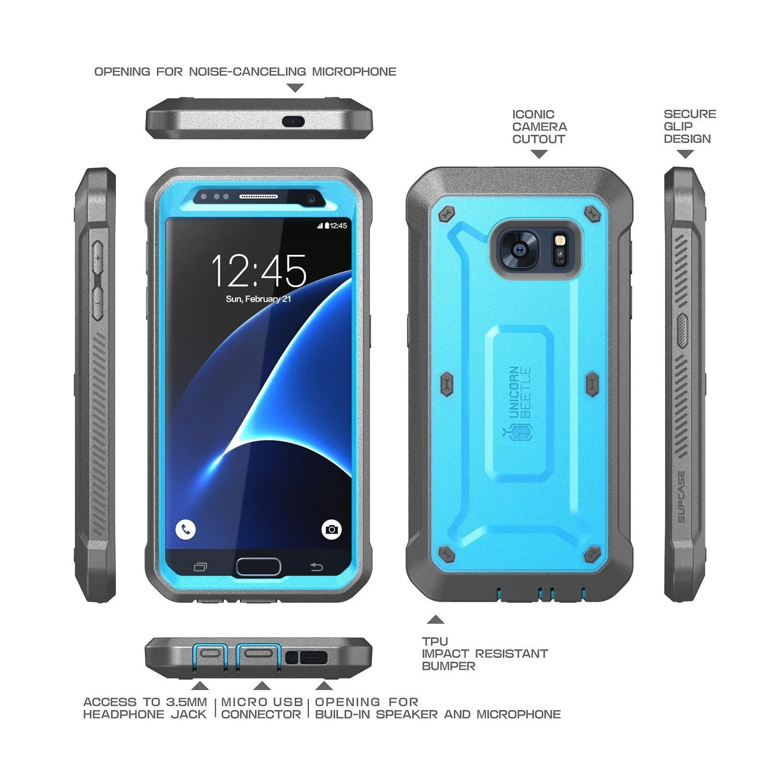 Galaxy S7 Unicorn Beetle Pro Full Body Rugged Holster Case-Blue