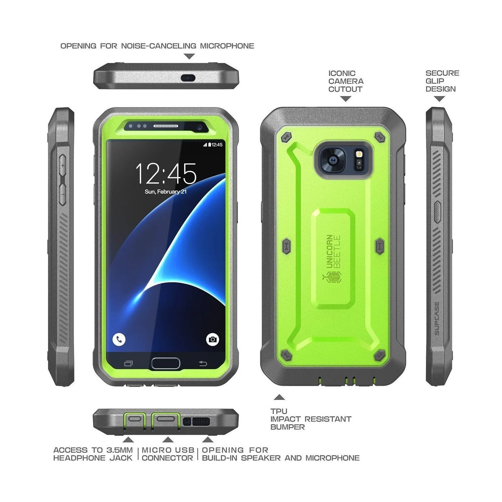 Galaxy S7 Unicorn Beetle Pro Full Body Rugged Holster Case-Green