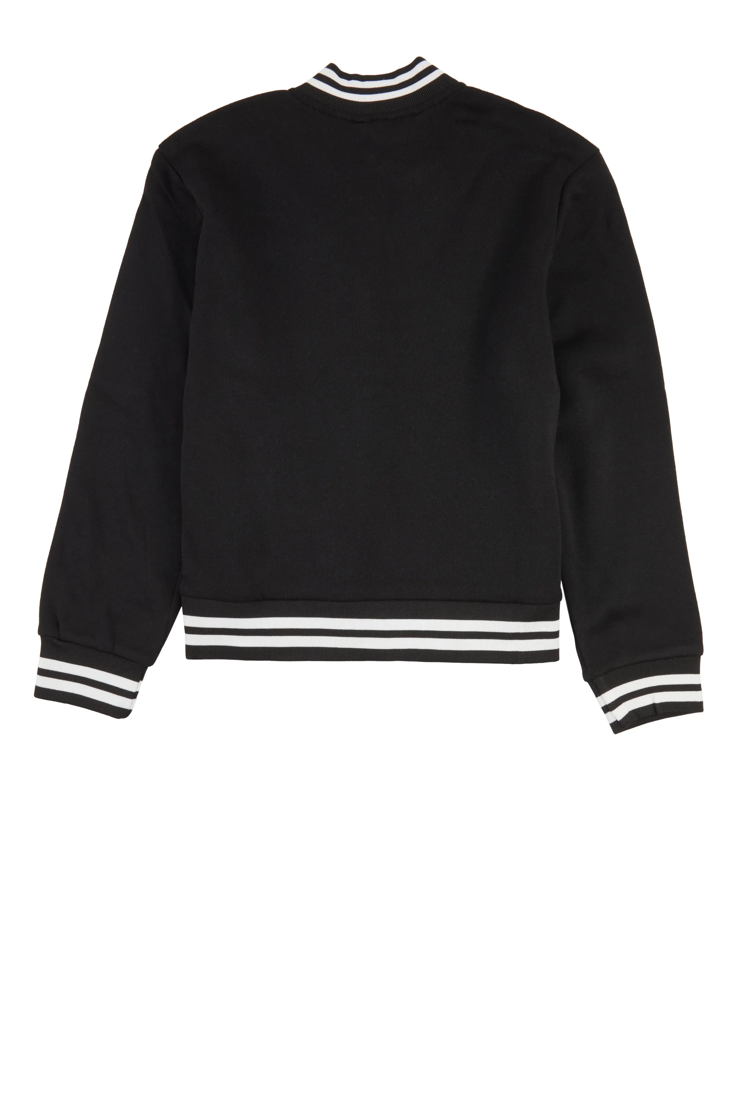 Girls Color Block Chenille Patch Bomber Jacket