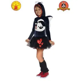 Girls Pepe Le Pew Hooded Costume - L