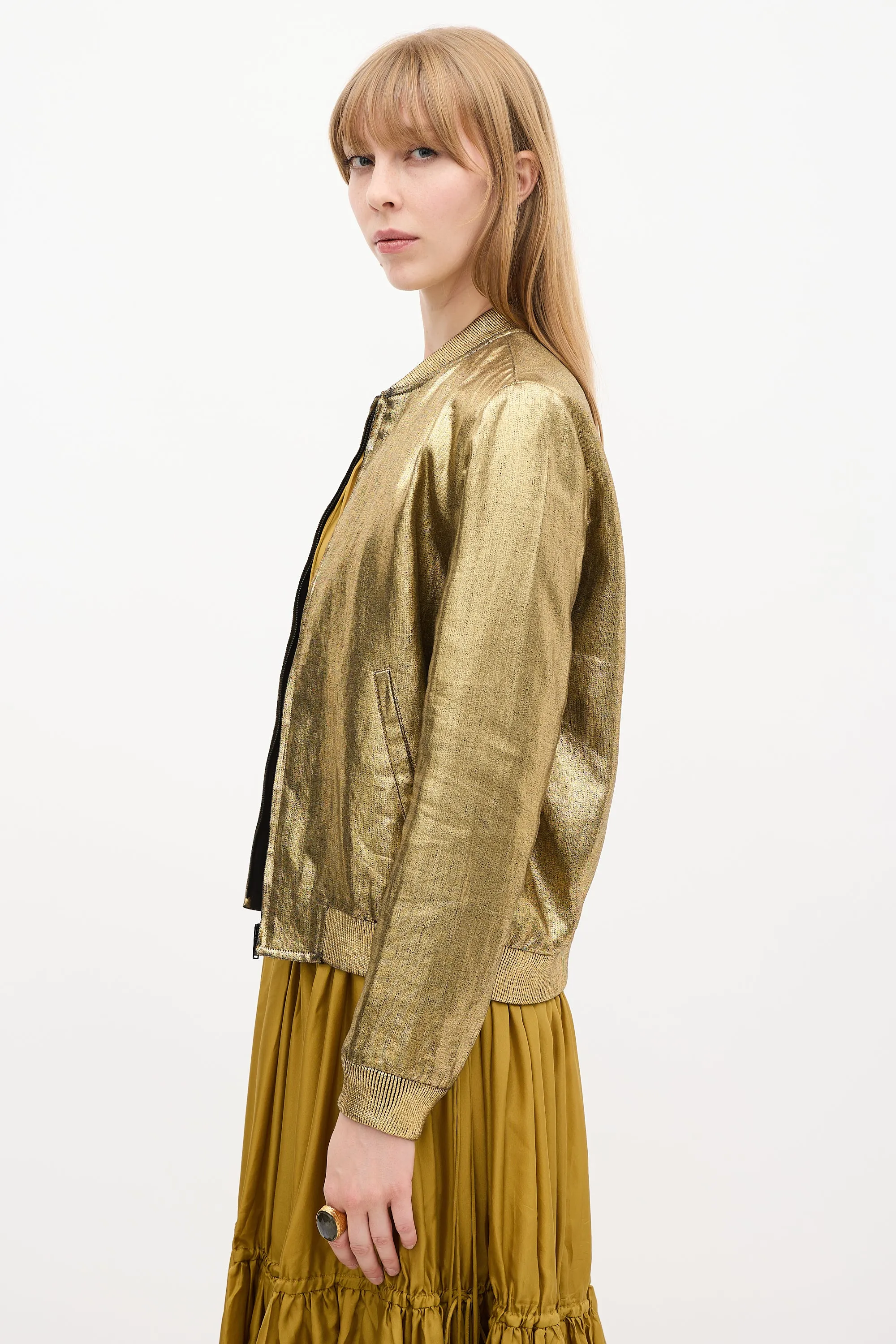 Gold Metallic  Bomber Jacket