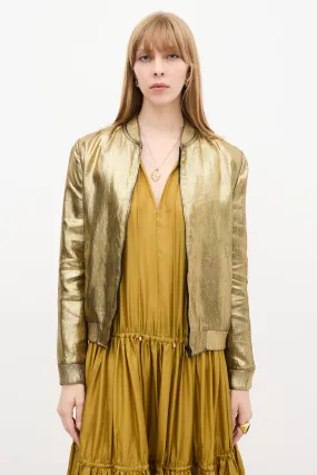 Gold Metallic  Bomber Jacket