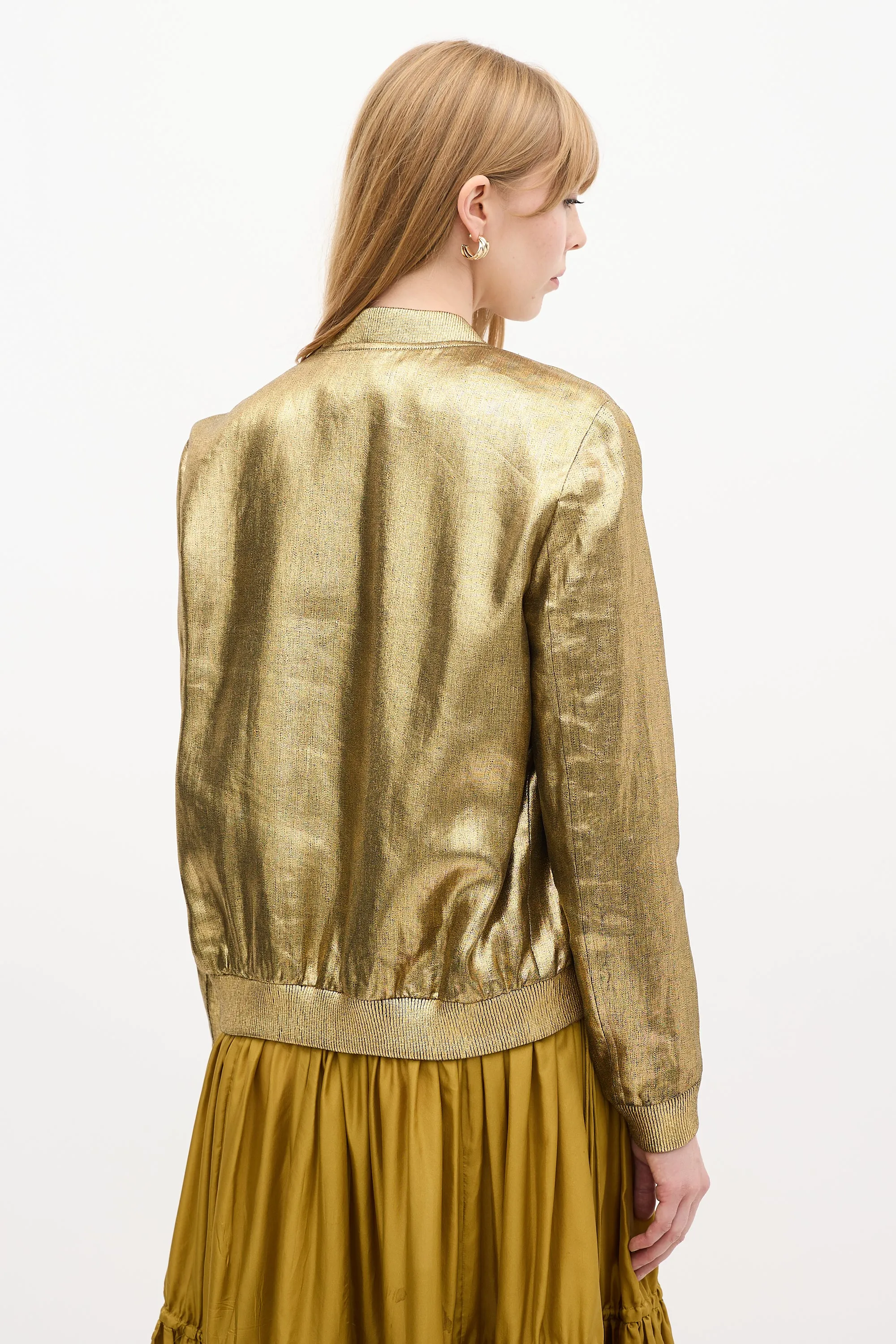 Gold Metallic  Bomber Jacket