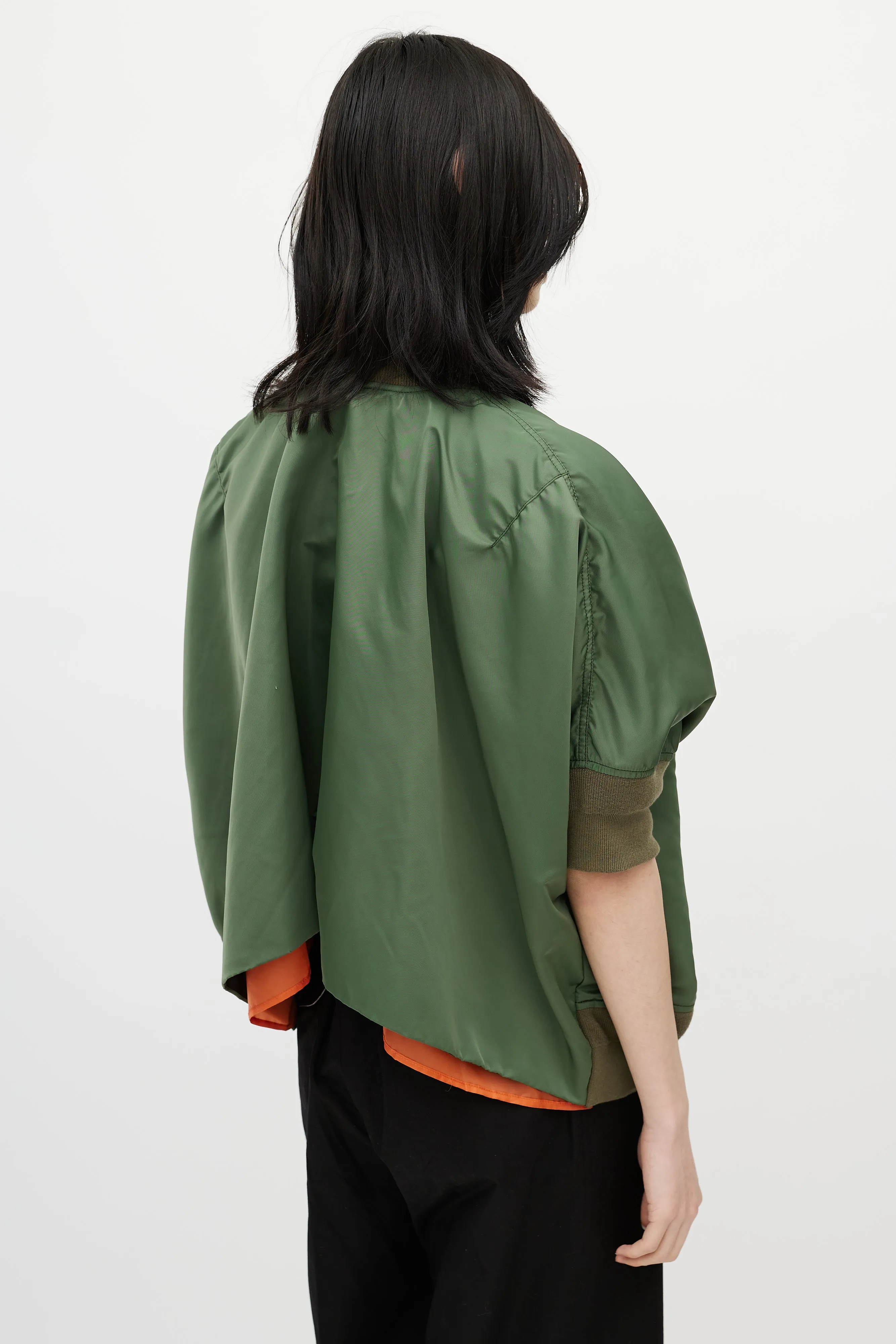 Green Short Sleeve Bomber Jacket