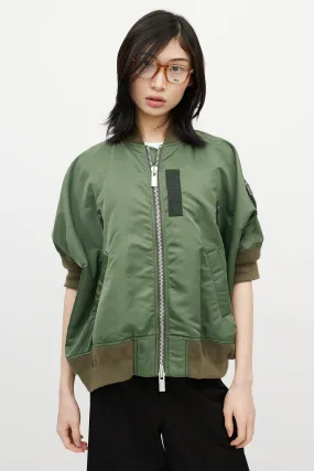 Green Short Sleeve Bomber Jacket