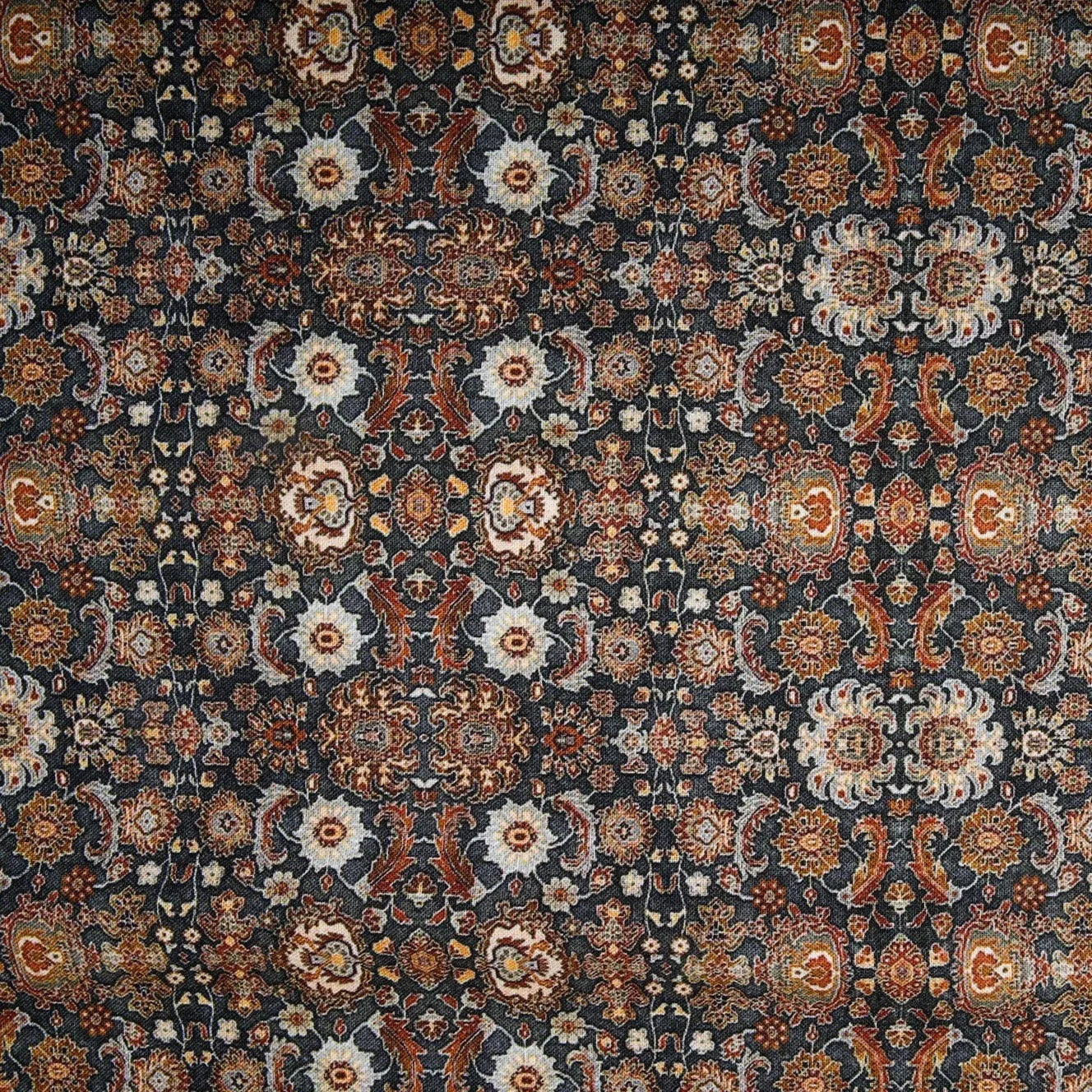 Grey & Brown Traditional Print Rayon Fabric