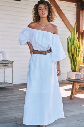 HALLIE LINEN MAXI DRESS WHITE