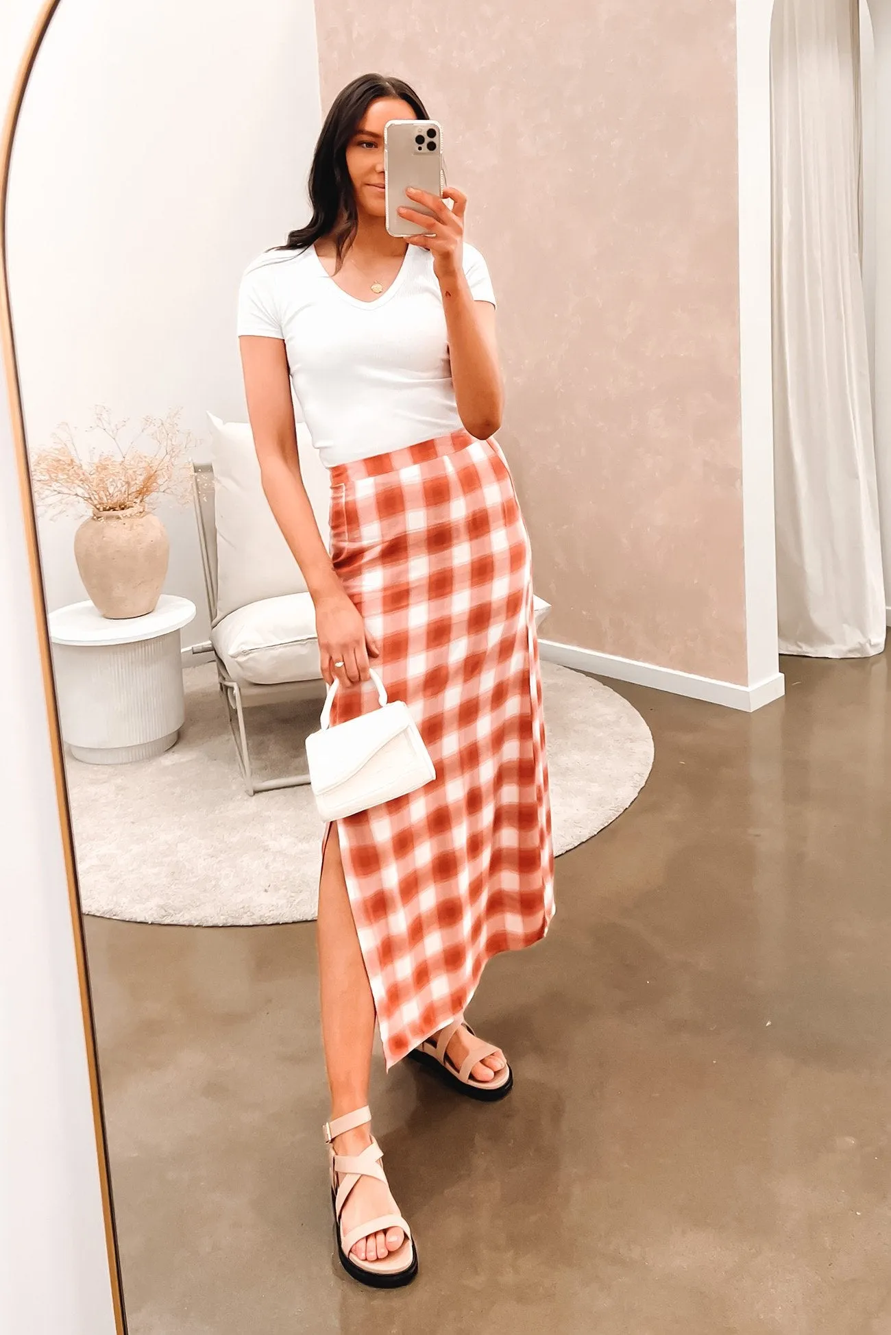 Harvey Check Skirt Orange