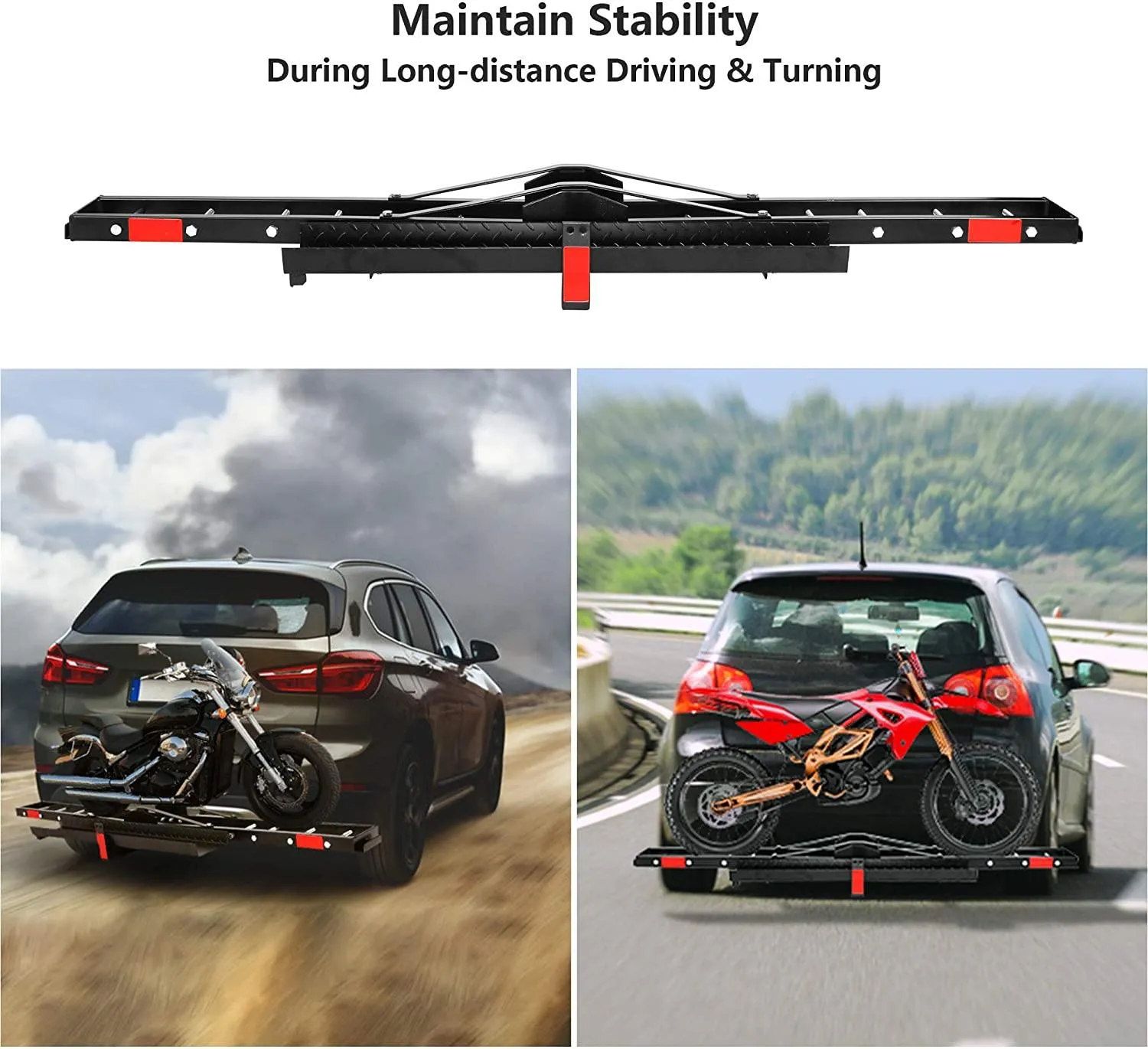 Heavy Steel Motorcycle Scooter Dirt Bike Carrier Rack 500 LBS, Anti-tilt Locking