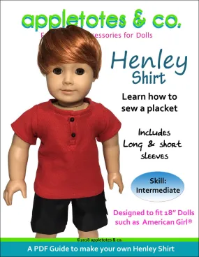 Henley Shirt Sewing Pattern for 18" Dolls