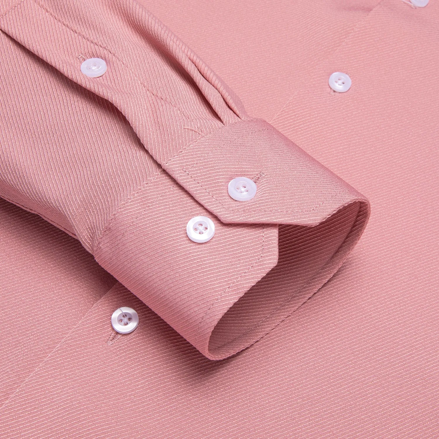 Hi-Tie Pure Pink Solid Business Men's Long Sleeve Dress Shirt