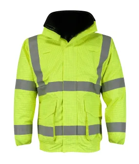 Hi Vis Yellow Flame Retardant Anti-static Bomber Jacket - ATOLL