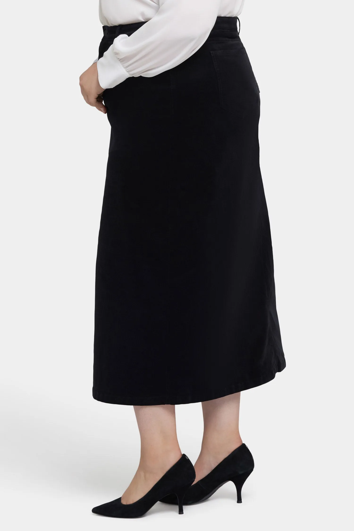 High Rise Long Skirt In Plus Size - Black