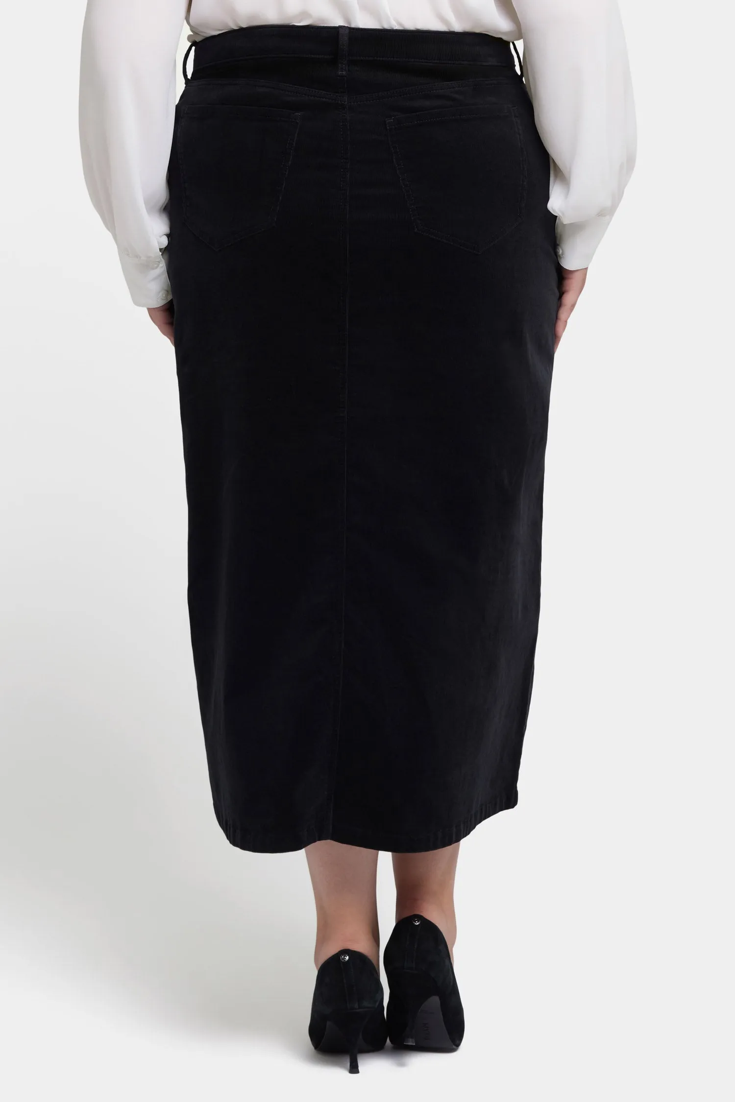 High Rise Long Skirt In Plus Size - Black