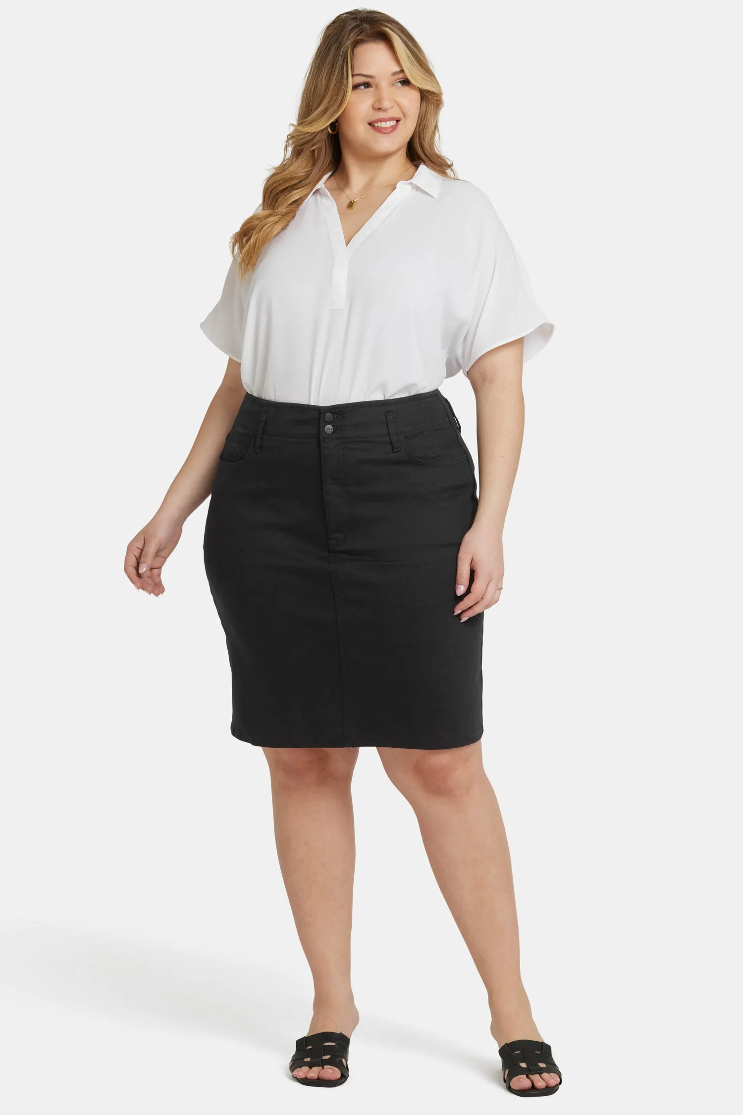 High Waist Skirt In Plus Size - Black