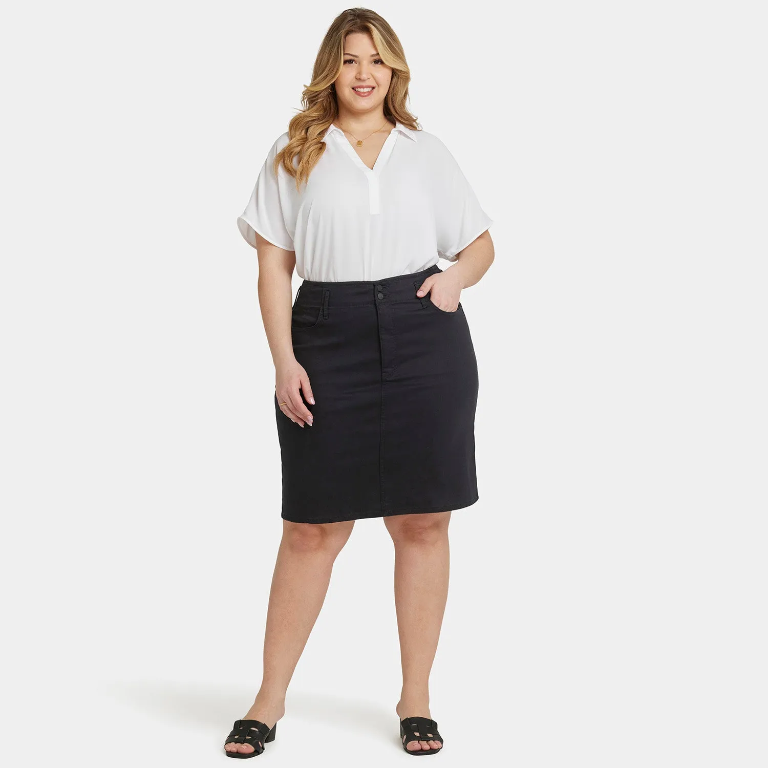 High Waist Skirt In Plus Size - Black